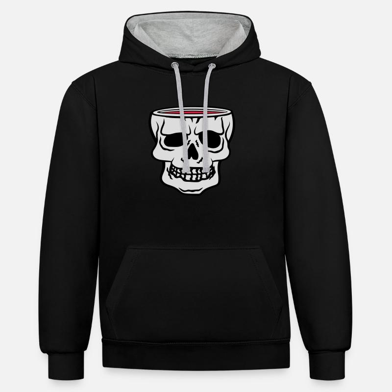 Mug Skull Horreur Halloween - Sweat à capuche contrasté - noir/gris chiné