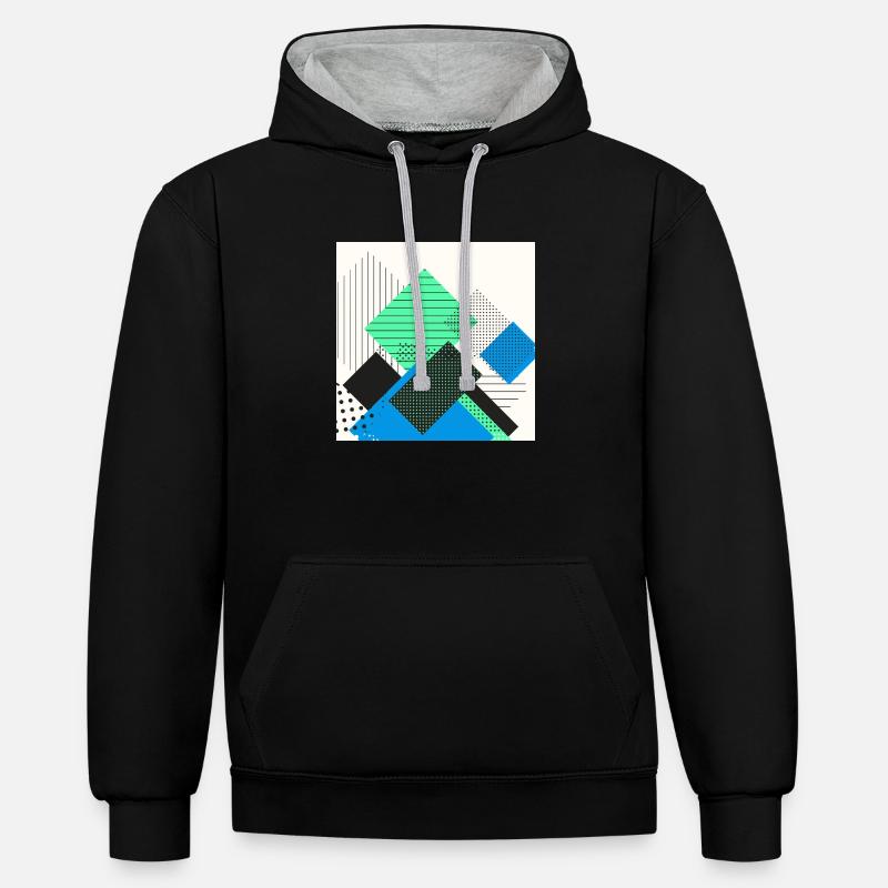 Pastel abstrait rectangles - Sweat à capuche contrasté - noir/gris chiné