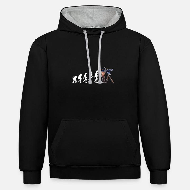 Astronomie Evolution Astrofotografie Geschenk - Kontrast-Hoodie - Schwarz/Grau meliert