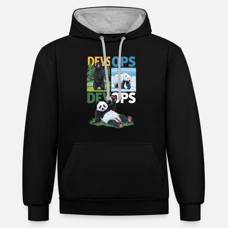 Devops - Sweat à capuche contrasté - noir/gris chiné