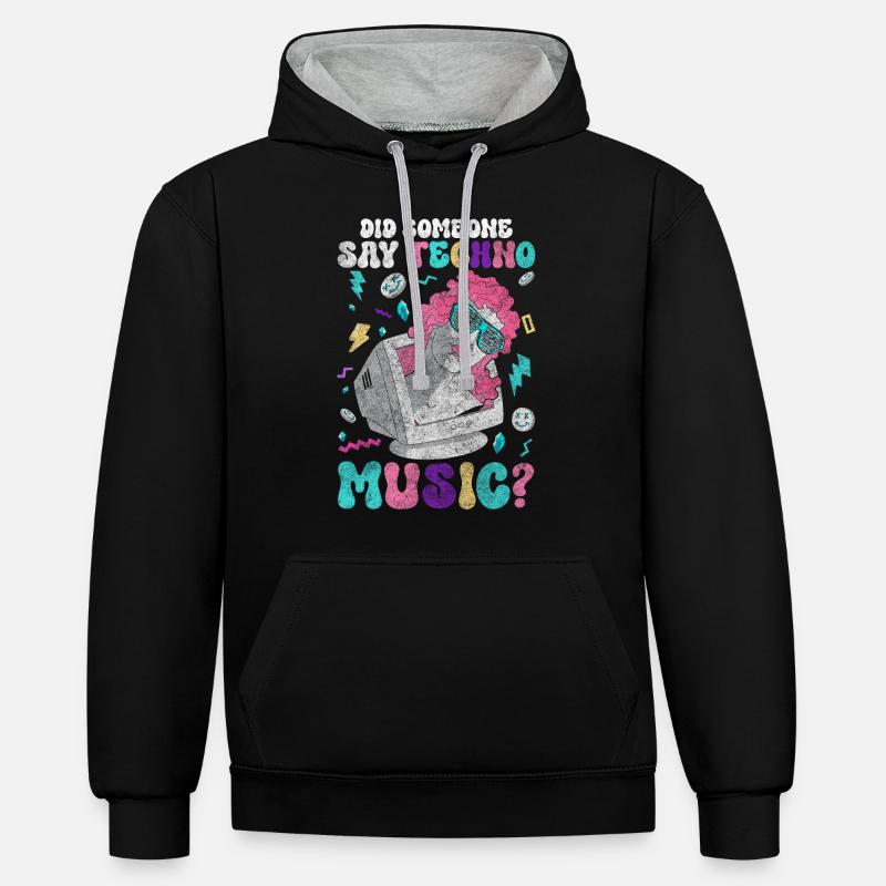 Techno Dubstep Raver - Kontrast-Hoodie - Schwarz/Grau meliert