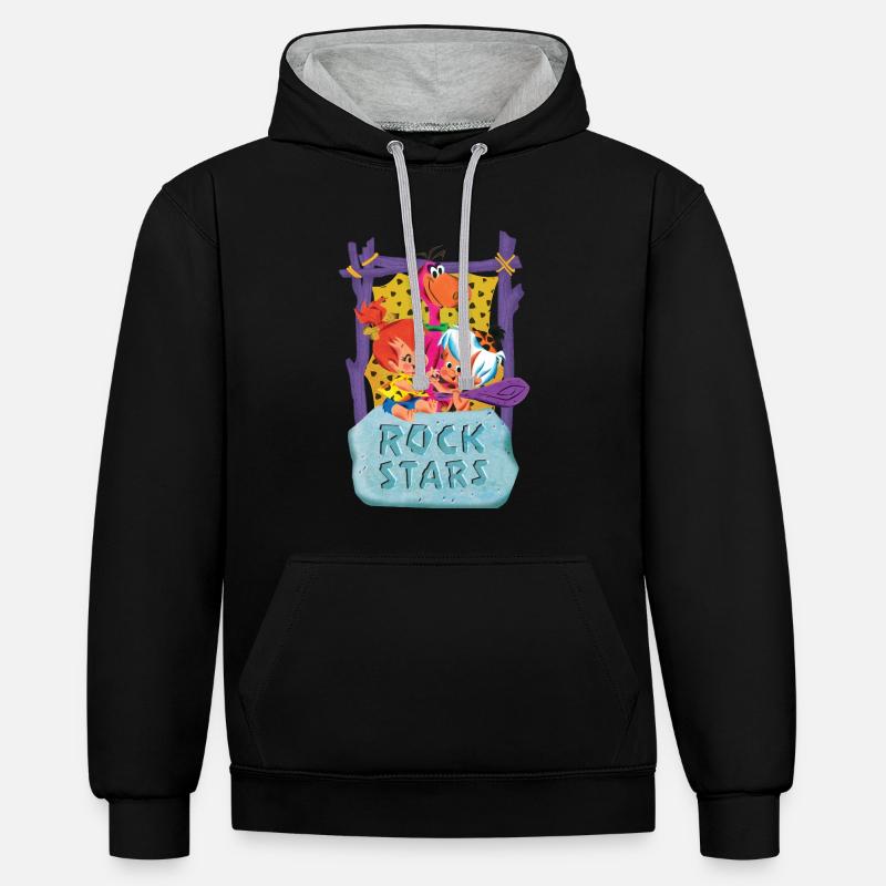 Pierrafeu Avec Pebbles, Bamm-Bamm & Dino - Sweat à capuche contrasté - noir/gris chiné