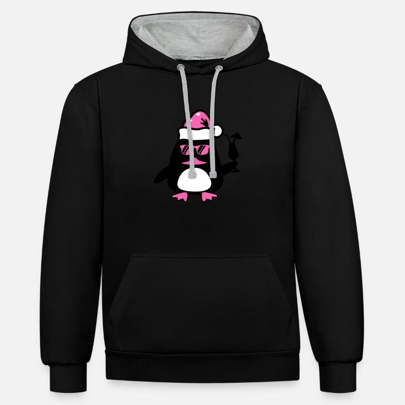 Noël du canard de plage - Sweat à capuche contrasté - noir/gris chiné