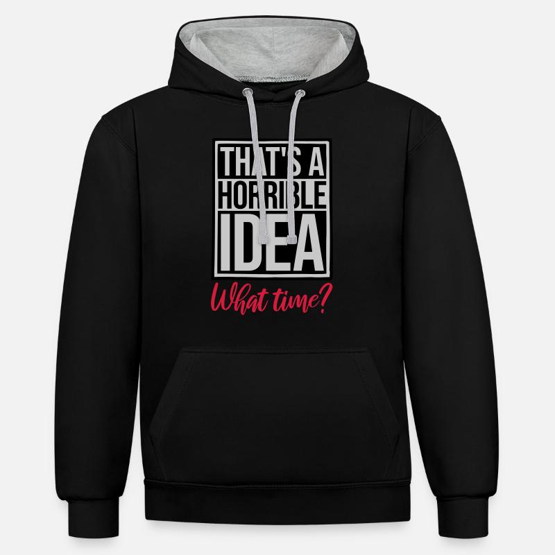 C’est une idée horrible - Sweat à capuche contrasté - noir/gris chiné