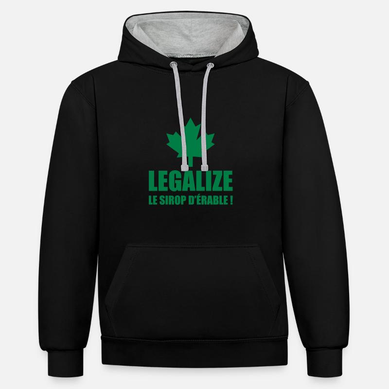 Legalize le sirop d'érable ! - Sweat à capuche contrasté - noir/gris chiné