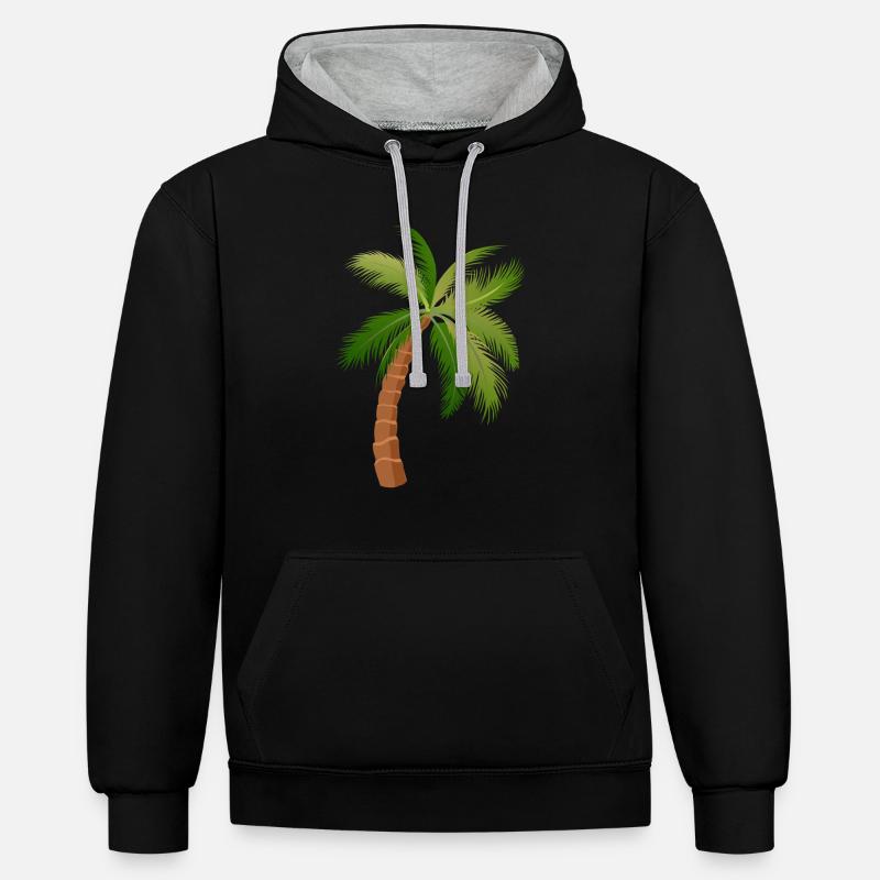 palmier arbre palmiers 1 - Sweat à capuche contrasté - noir/gris chiné