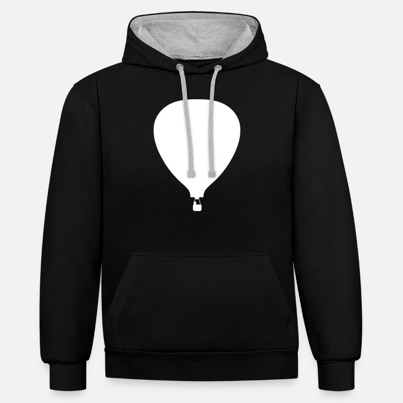 ballon à air chaud - Sweat à capuche contrasté - noir/gris chiné