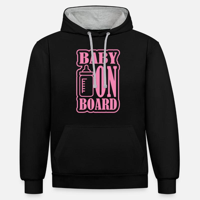 Bébé à bord - Sweat à capuche contrasté - noir/gris chiné