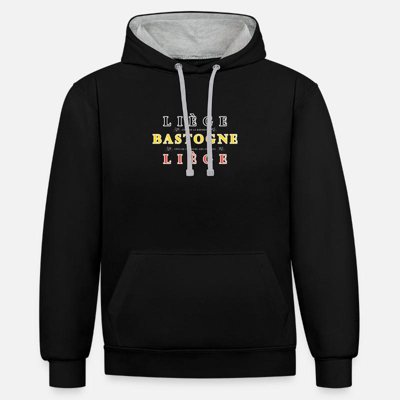 Liège Bastogne Liège - Sweat à capuche contrasté - noir/gris chiné
