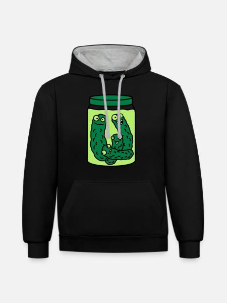 Funny Cucumber Preserving Jar - Contrast hoodie - black/heather grey
