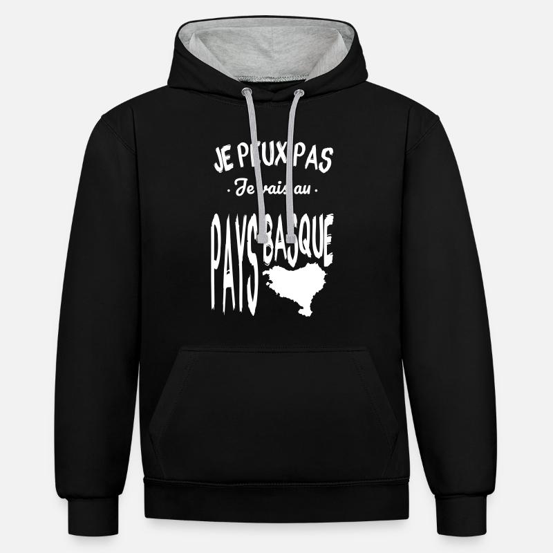 Mode Basque activé - Sweat à capuche contrasté - noir/gris chiné