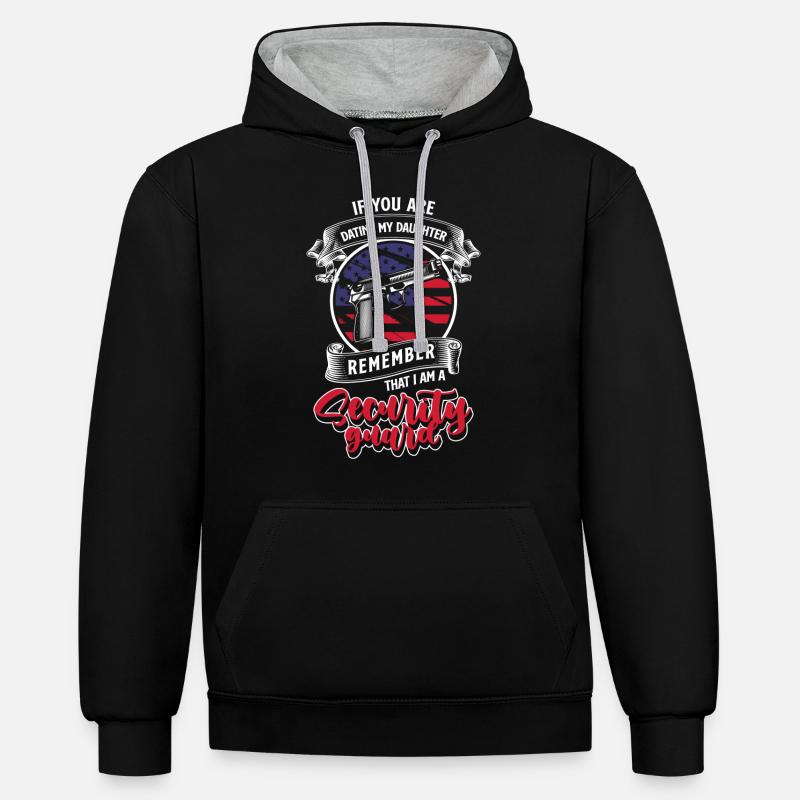 Videur d’agent de sécurité - Sweat à capuche contrasté - noir/gris chiné