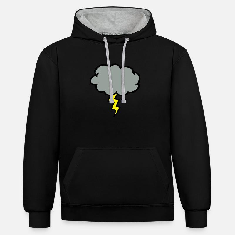 cloud thundercloud lightning thunderbolt - Contrast hoodie - black/heather grey