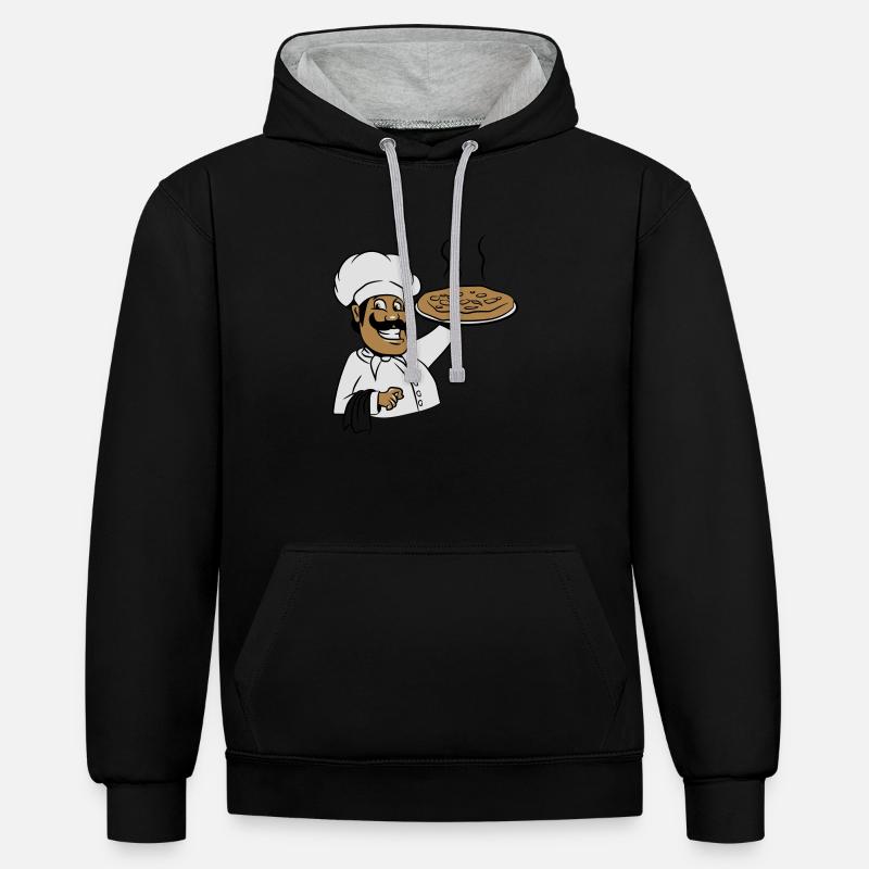 cuire la pizza de cuisson - Sweat à capuche contrasté - noir/gris chiné