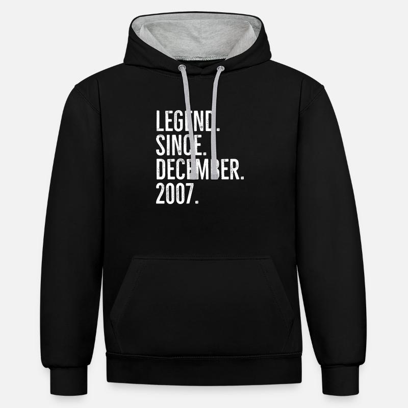 Légende depuis décembre 2007 - Sweat à capuche contrasté - noir/gris chiné