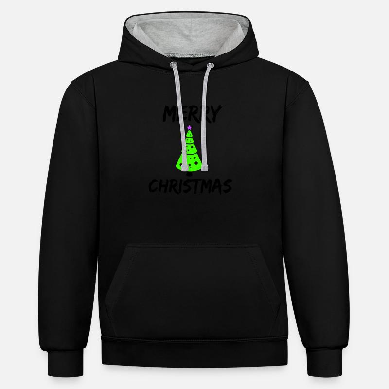 Joyeux Noël - Sweat à capuche contrasté - noir/gris chiné