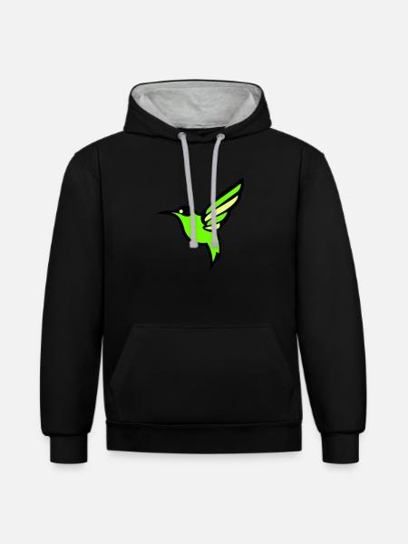kolibri vogel silhouette - Kontrast-Hoodie - Schwarz/Grau meliert