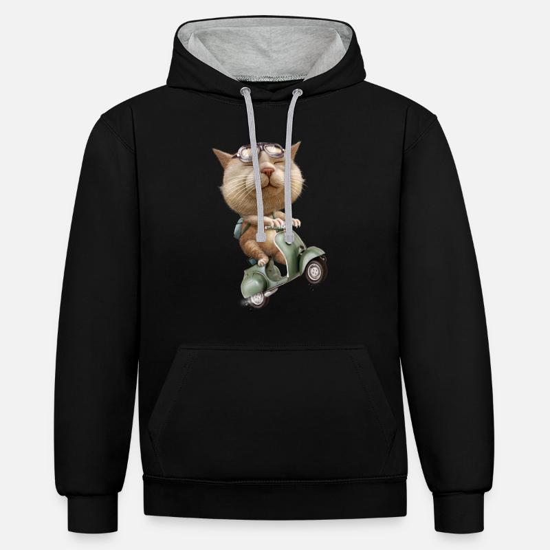 RUNAWAY CAT - Sweat à capuche contrasté - noir/gris chiné