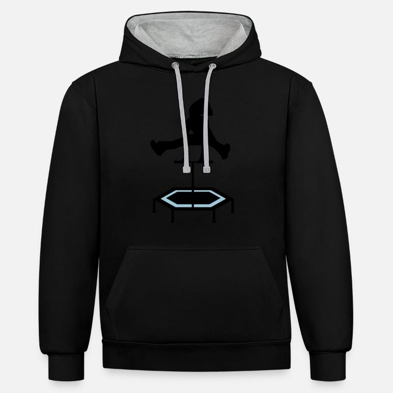 trampoline sauteuse cadeau saut sautant - Sweat à capuche contrasté - noir/gris chiné