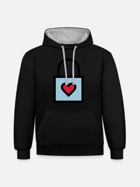 Padlock, love lock - Contrast hoodie - black/heather grey