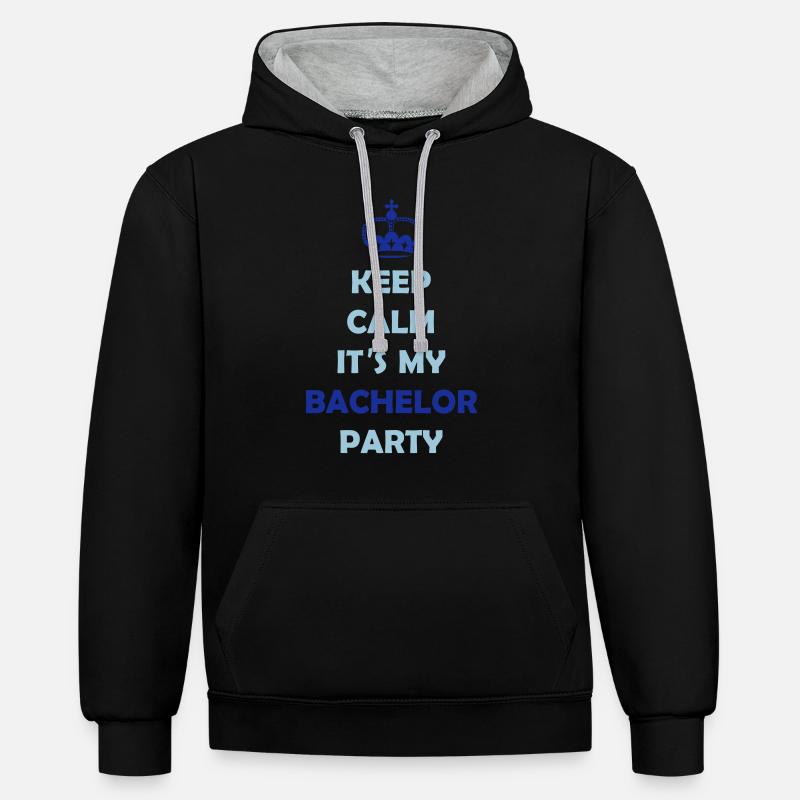 keep_calm_bachelor_party_2 - Kontrast-Hoodie - Schwarz/Grau meliert
