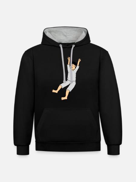 Man in pajamas - Contrast hoodie - black/heather grey
