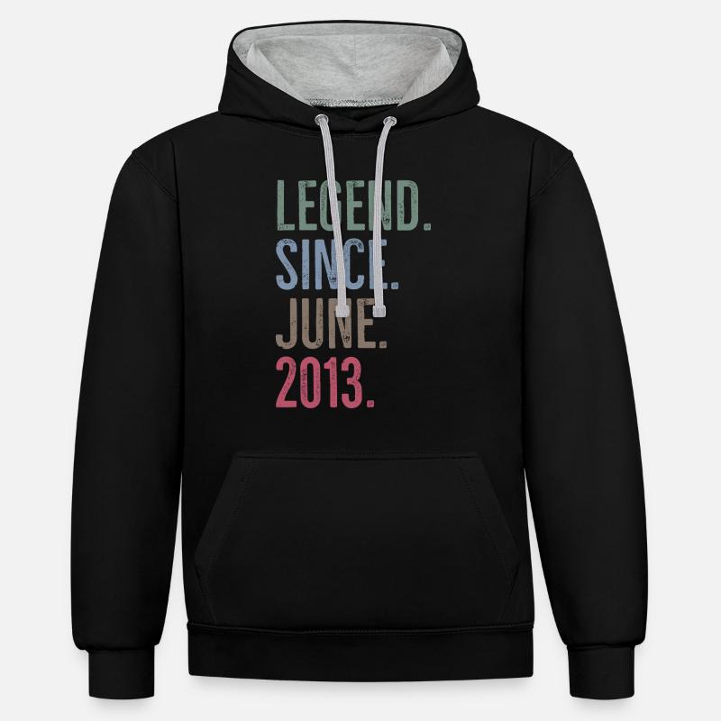 Legende seit Juni 2013 - Kontrast-Hoodie - Schwarz/Grau meliert