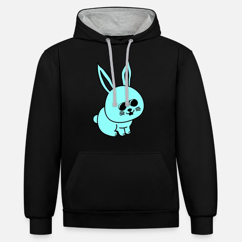 hase comic cool - Kontrast-Hoodie - Schwarz/Grau meliert