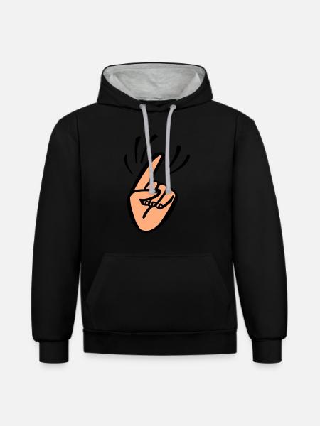 Finger Waggle - Contrast hoodie - black/heather grey
