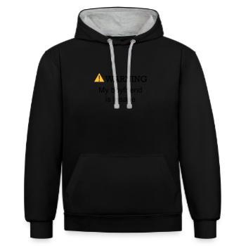 WARNING BOYFRIEND - Contrast hoodie - black/heather grey - Front - Anna (173cm) & Nico (186cm)
