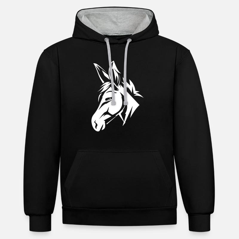 Âne - Sweat à capuche contrasté - noir/gris chiné