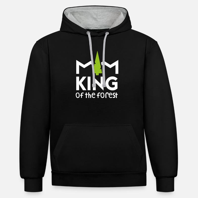 Roi de la forêt - Sweat à capuche contrasté - noir/gris chiné