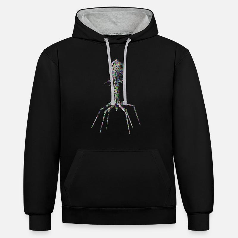 Bactériophage - Sweat à capuche contrasté - noir/gris chiné