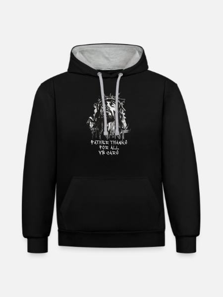 V8 Motors Motoren Autos Cars Musclecar - Kontrast-Hoodie - Schwarz/Grau meliert