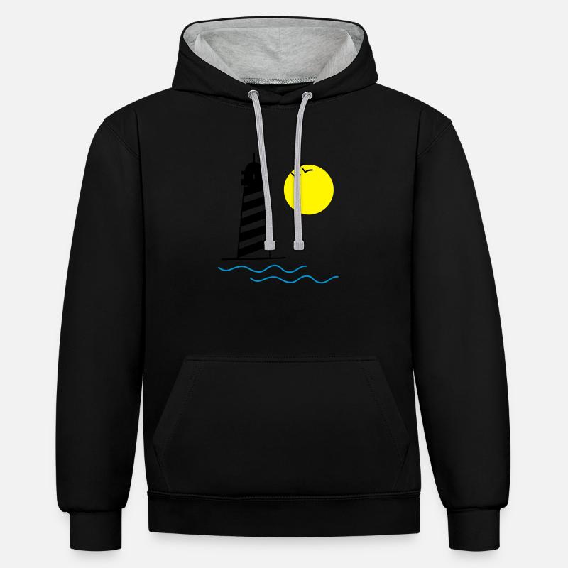 leuchtturm_001 - Sweat à capuche contrasté - noir/gris chiné