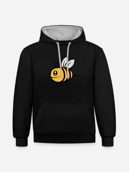 Cute little cartoon bee - Contrast hoodie - black/heather grey