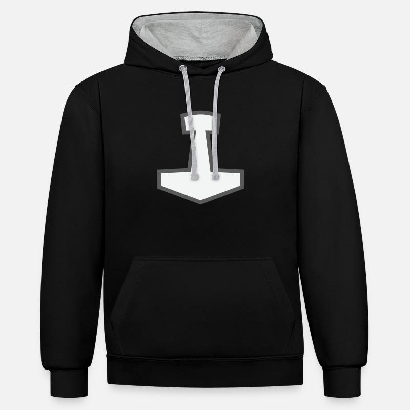 Mjölnir - Sweat à capuche contrasté - noir/gris chiné