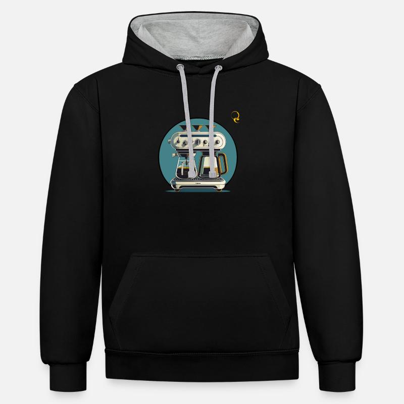 PLUS DE CAFÉ ! - Sweat à capuche contrasté - noir/gris chiné