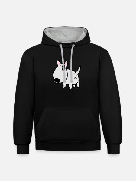 bully_illu_backside_3c - Kontrast-Hoodie - Schwarz/Grau meliert