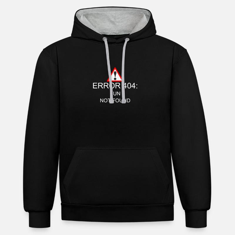 404 Error Fun - Kontrast-Hoodie - Schwarz/Grau meliert