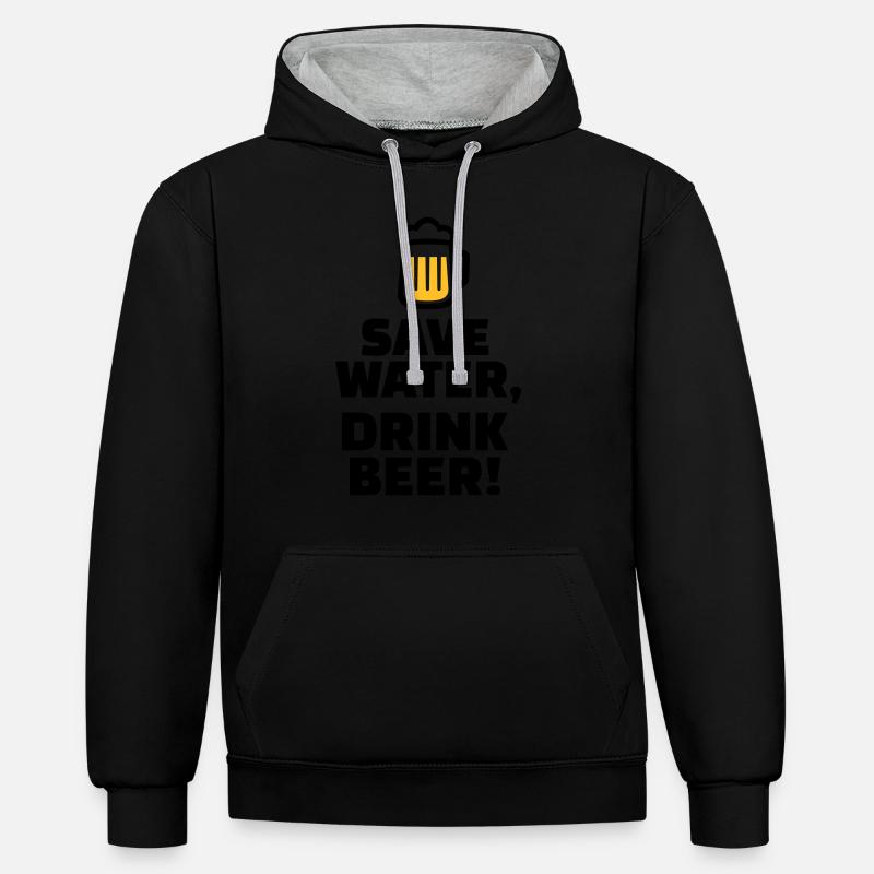 Save Water Drink Beer - Sweat à capuche contrasté - noir/gris chiné