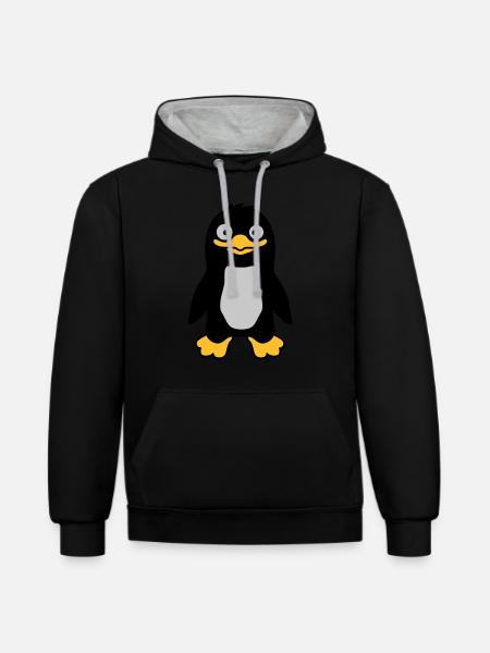 Funny funny penguin grins - Contrast hoodie - black/heather grey