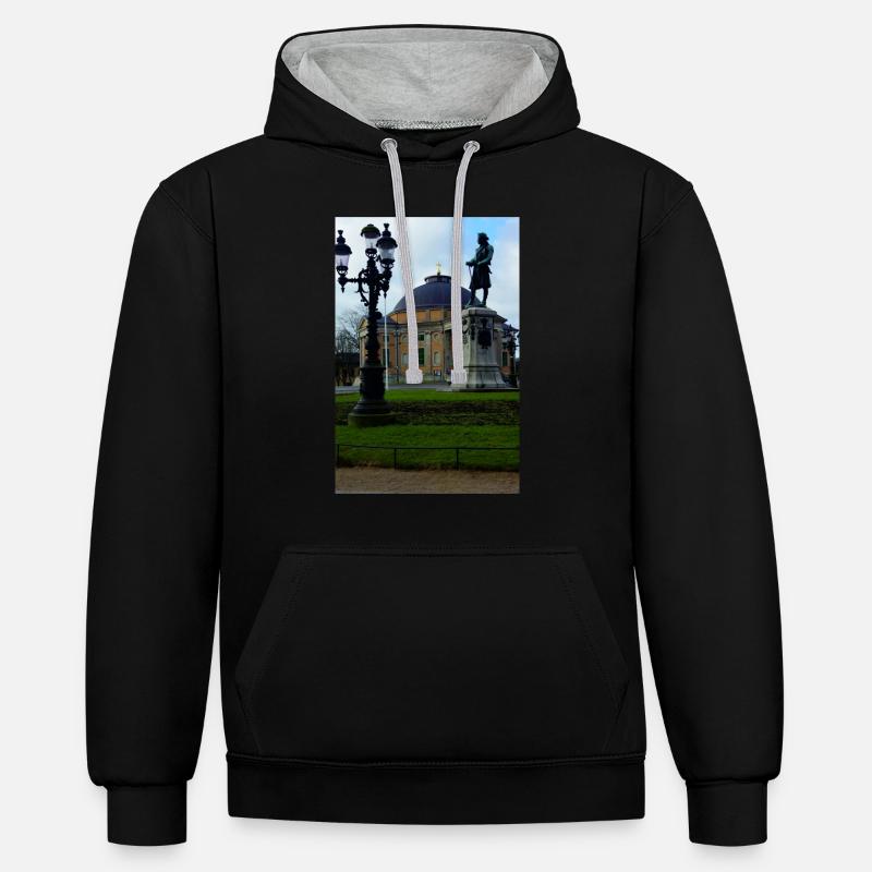 Le roi devant l’Église allemande - Sweat à capuche contrasté - noir/gris chiné