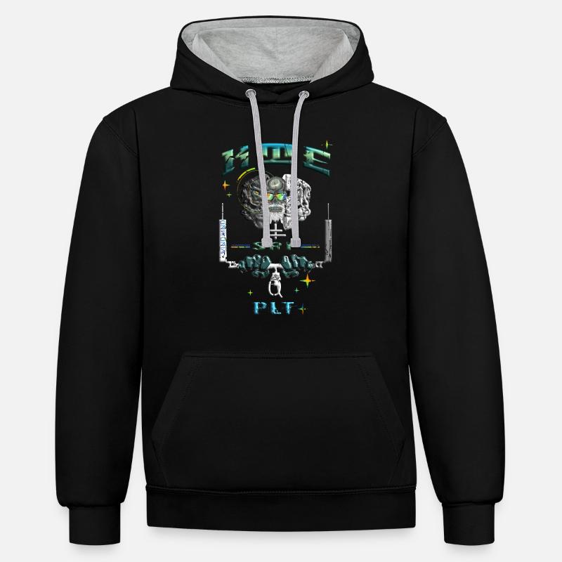 Pilote de kitesurf - Sweat à capuche contrasté - noir/gris chiné