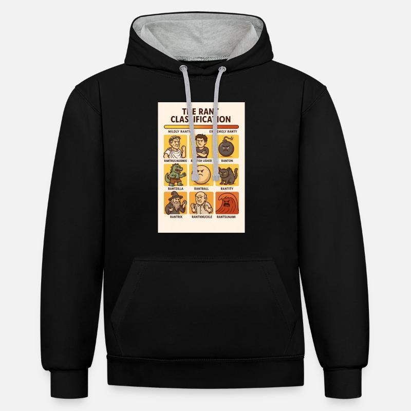 Classification Rant (anglais) - Sweat à capuche contrasté - noir/gris chiné