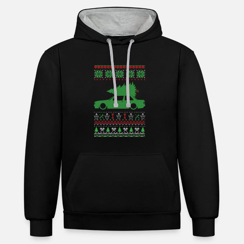 Pull moche de Noël - Sweat à capuche contrasté - noir/gris chiné