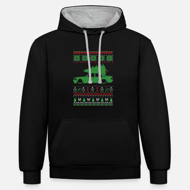 Pull moche de Noël - Sweat à capuche contrasté - noir/gris chiné