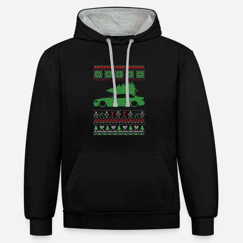 Pull moche de Noël - Sweat à capuche contrasté - noir/gris chiné