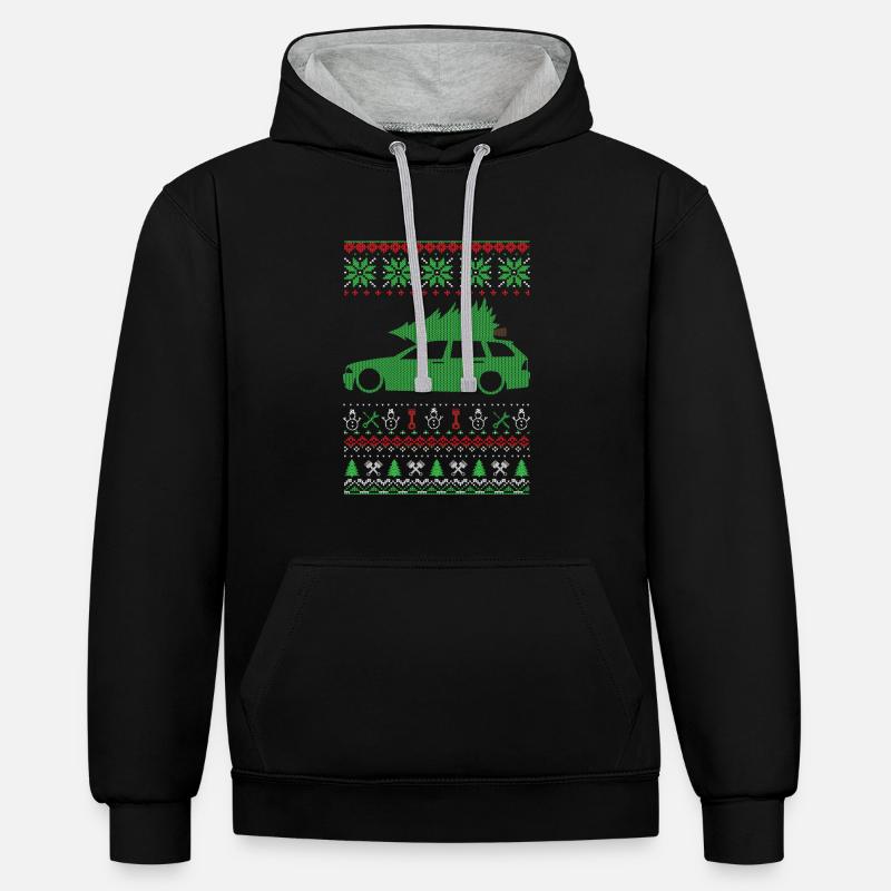 Pull moche de Noël - Sweat à capuche contrasté - noir/gris chiné