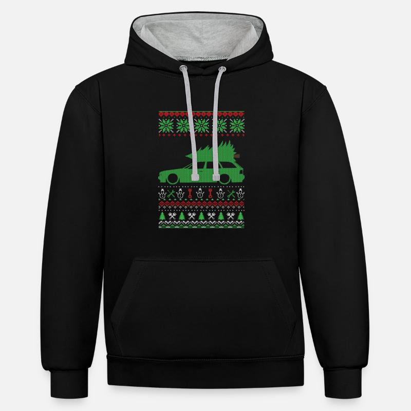 Pull moche de Noël - Sweat à capuche contrasté - noir/gris chiné